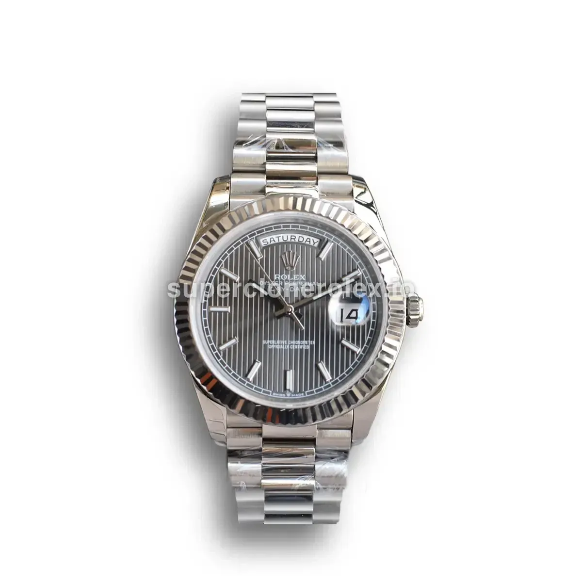 Day-Date 228239 super clone rhodium dial, front view