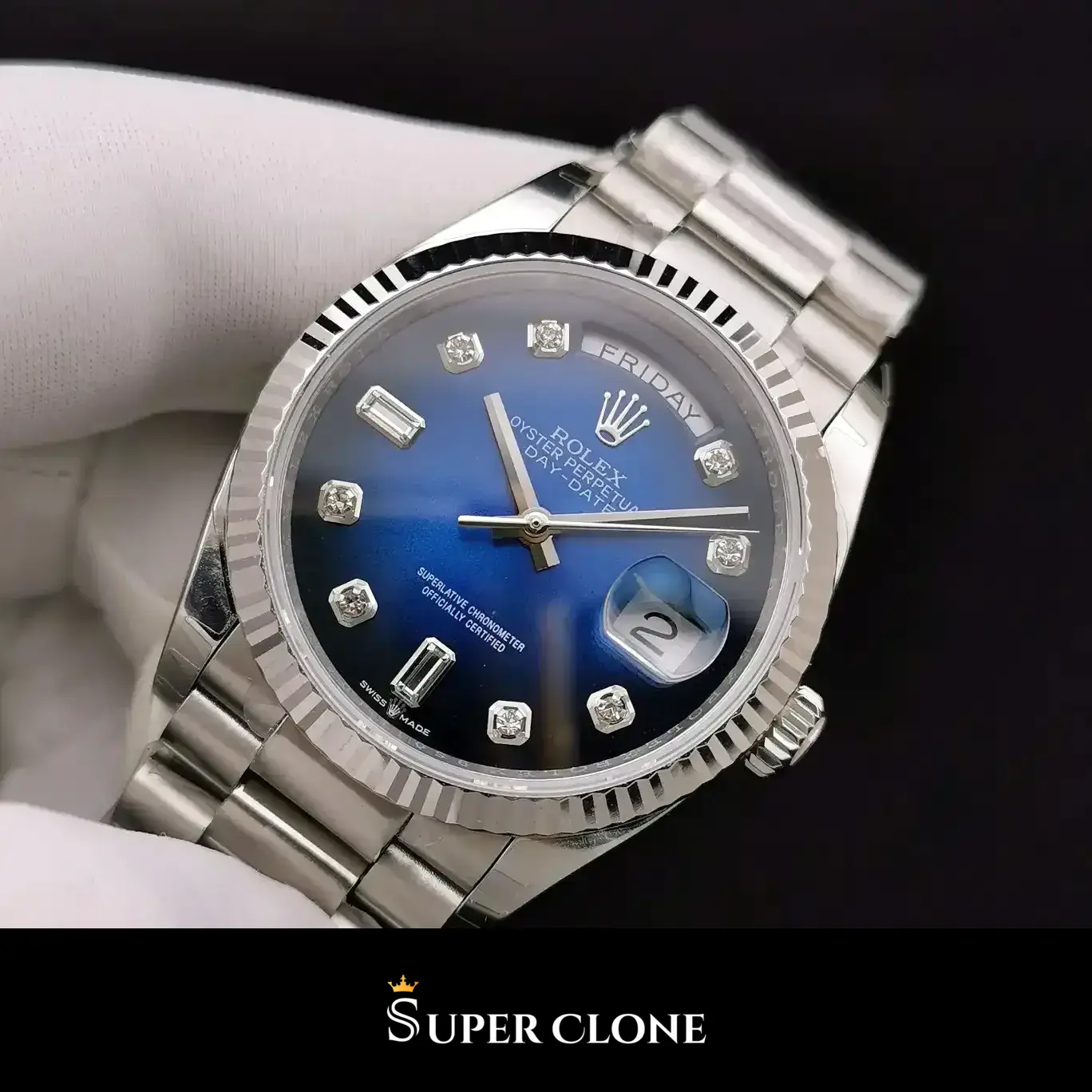 Day-Date 128239, fluted bezel, president bracelet