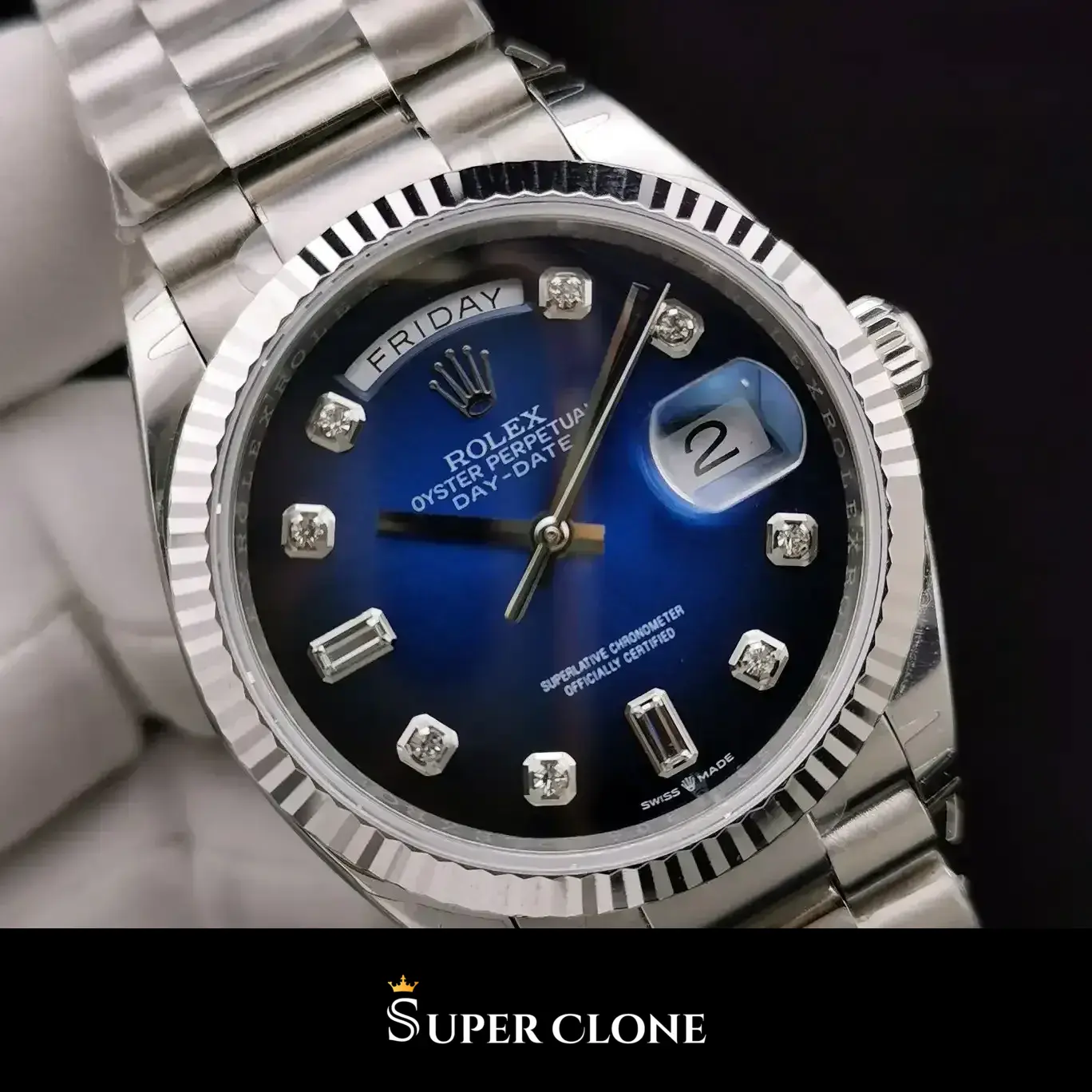 Rolex Day-Date 128239, president bracelet, sapphire crystal