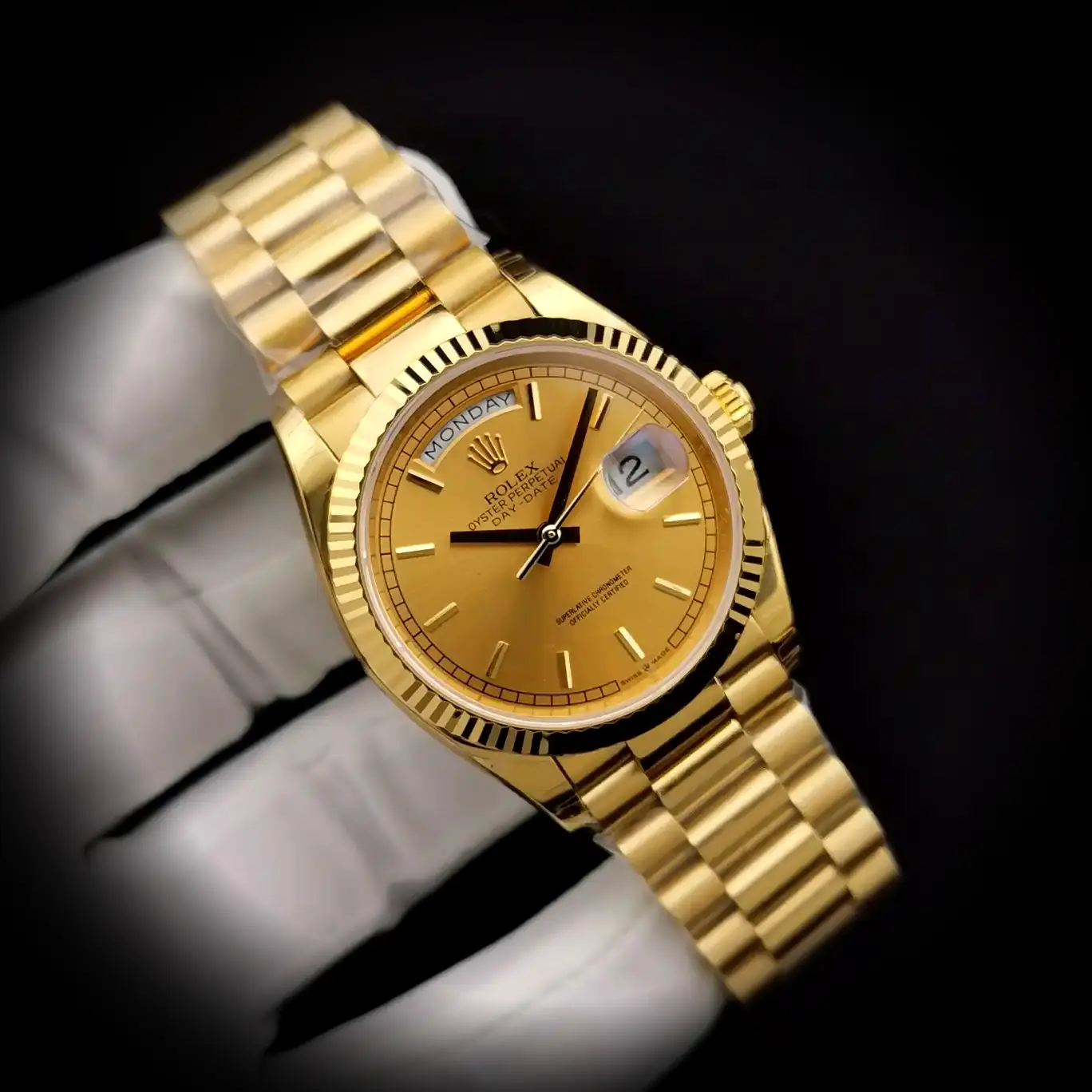 Day-Date 41985 1:1 super clone 36mm — dial close-up