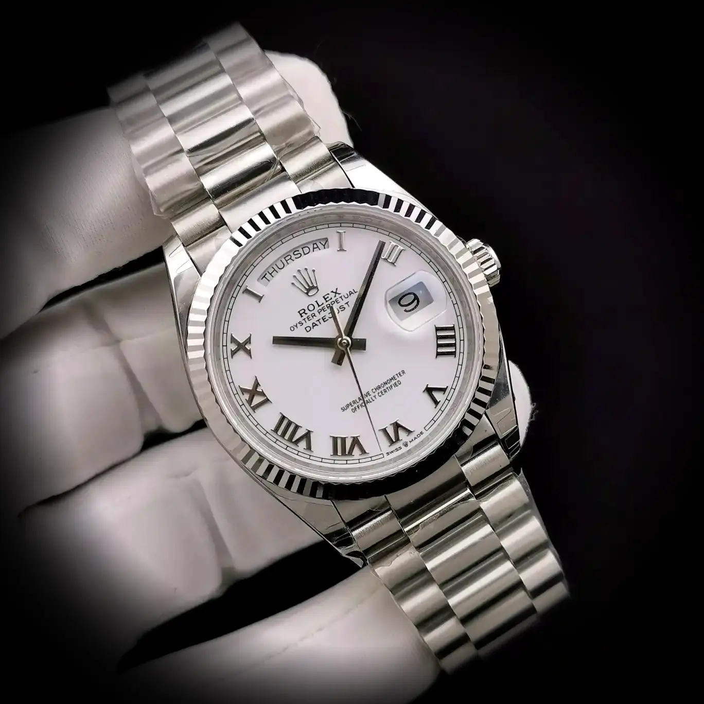 Day-Date 41985 1:1 super clone 36mm — dial close-up