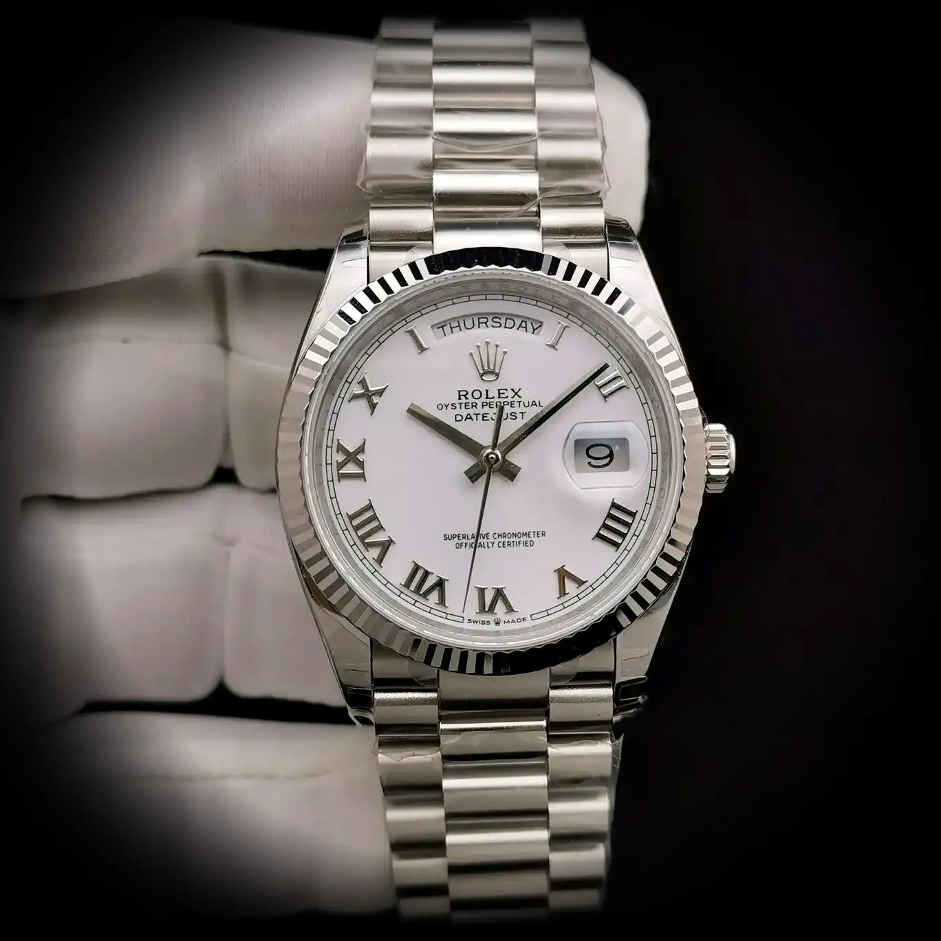 Rolex Day-Date 41985 Swiss replica — side profile