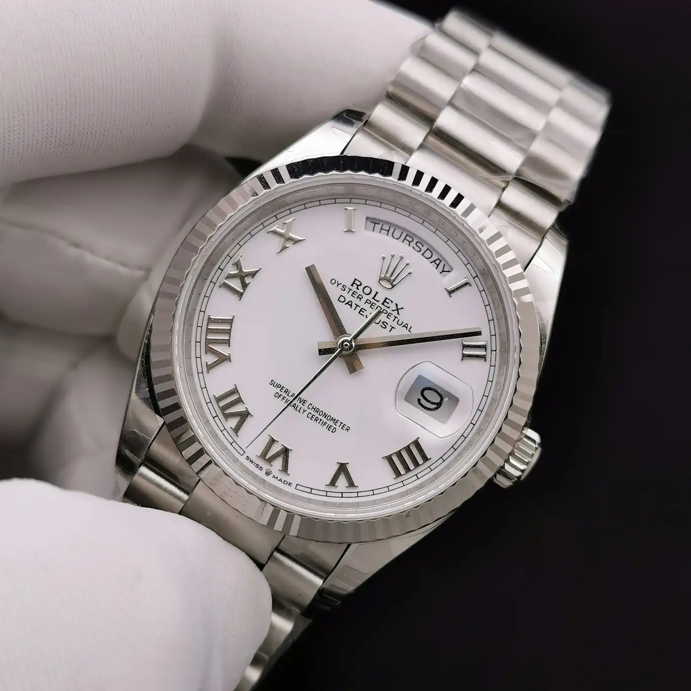 Day-Date 128239, fluted bezel, president bracelet