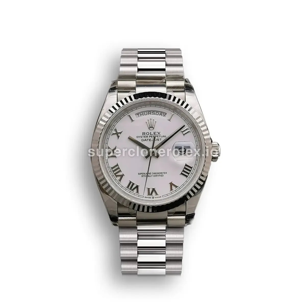 Rolex Day-Date 128239 super clone mother of pearl dial, front view
