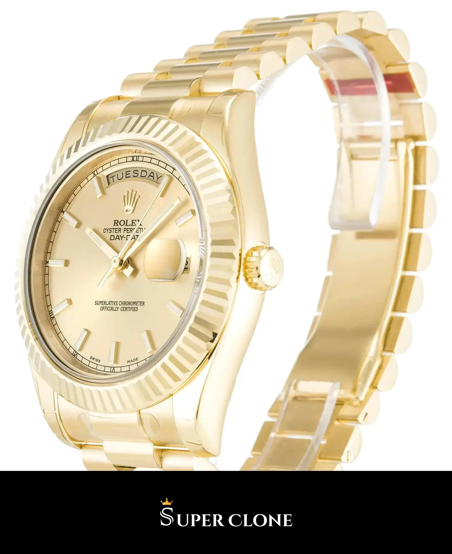 Day-Date 218238, yellow gold plated case, yellow gold fluted bezel