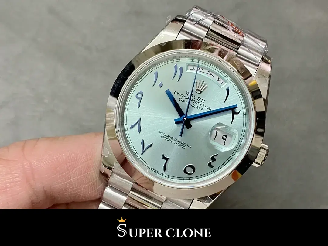 Day-Date 228206, ice blue dial, 904l steel case