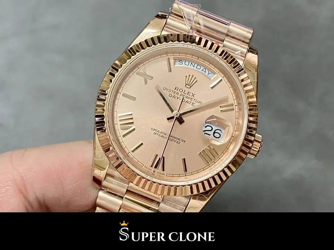 Rolex Day-Date 228235, rosé dial, everose gold case
