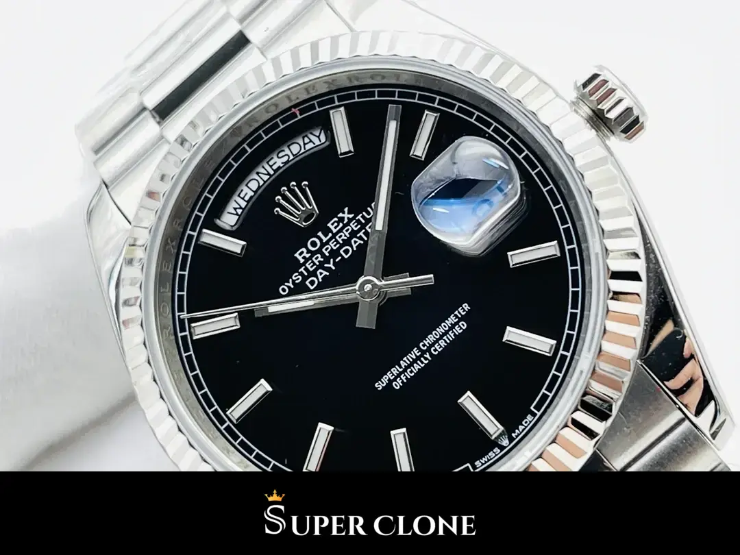 Day-Date 228236, 904l steel case, fluted bezel