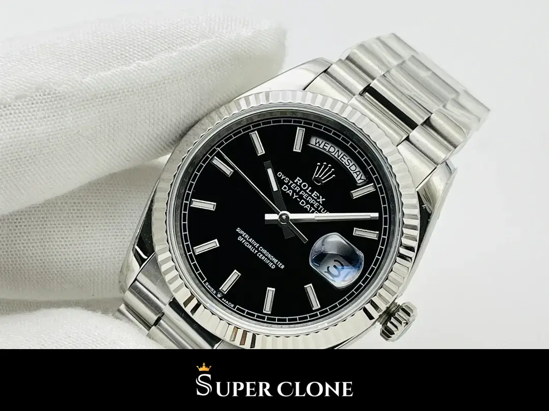 Day-Date 228236, black dial, 904l steel case