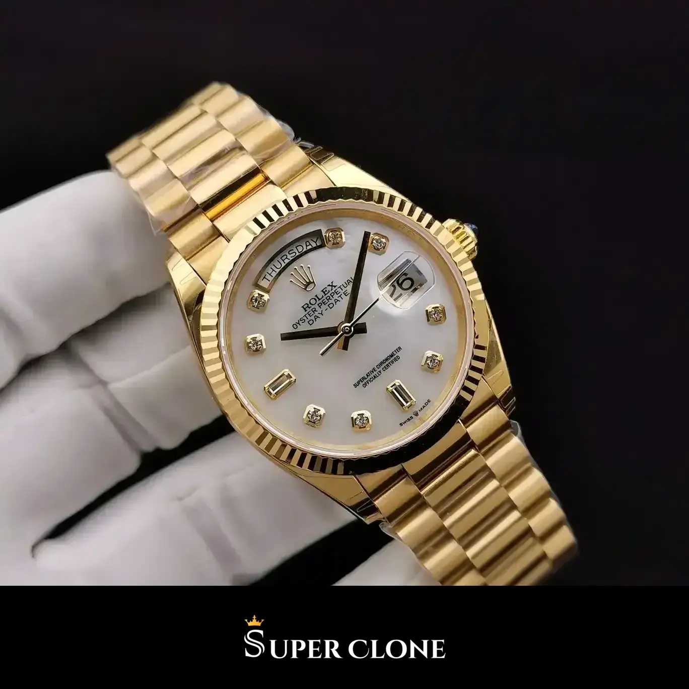 Rolex Day-Date 128238, sapphire crystal, mother of pearl dial