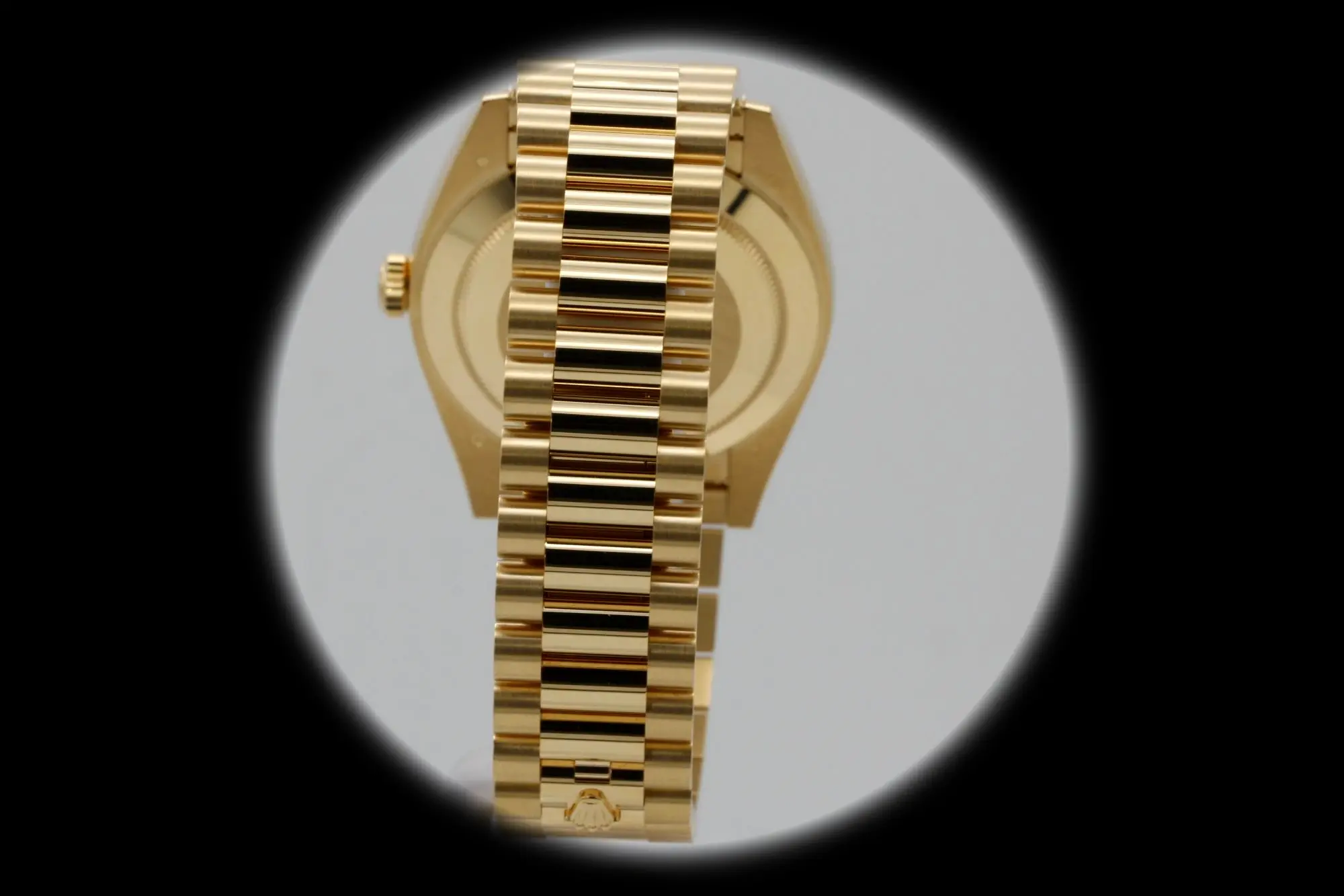 Rolex Day-Date 228238 1:1 super clone black dial — caseback detail