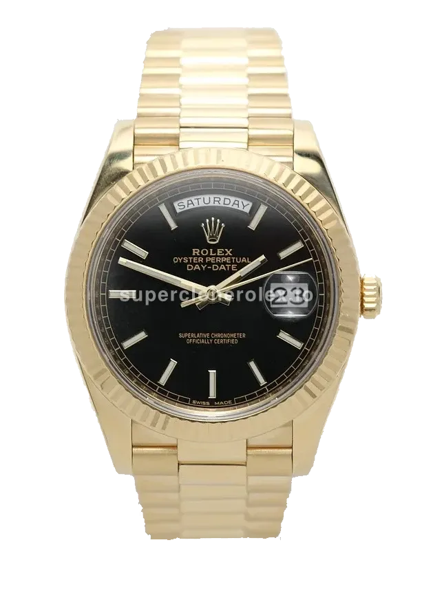 Day-Date 228238 super clone black dial, front view
