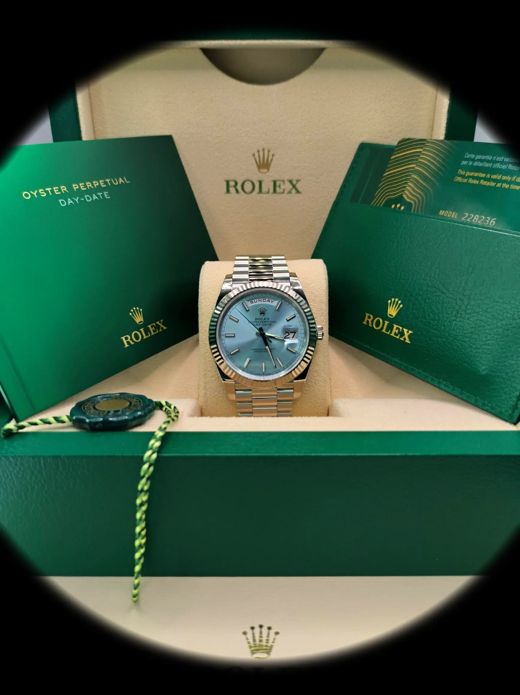 Rolex Day-Date 228236 Swiss clone 40mm — dial close-up