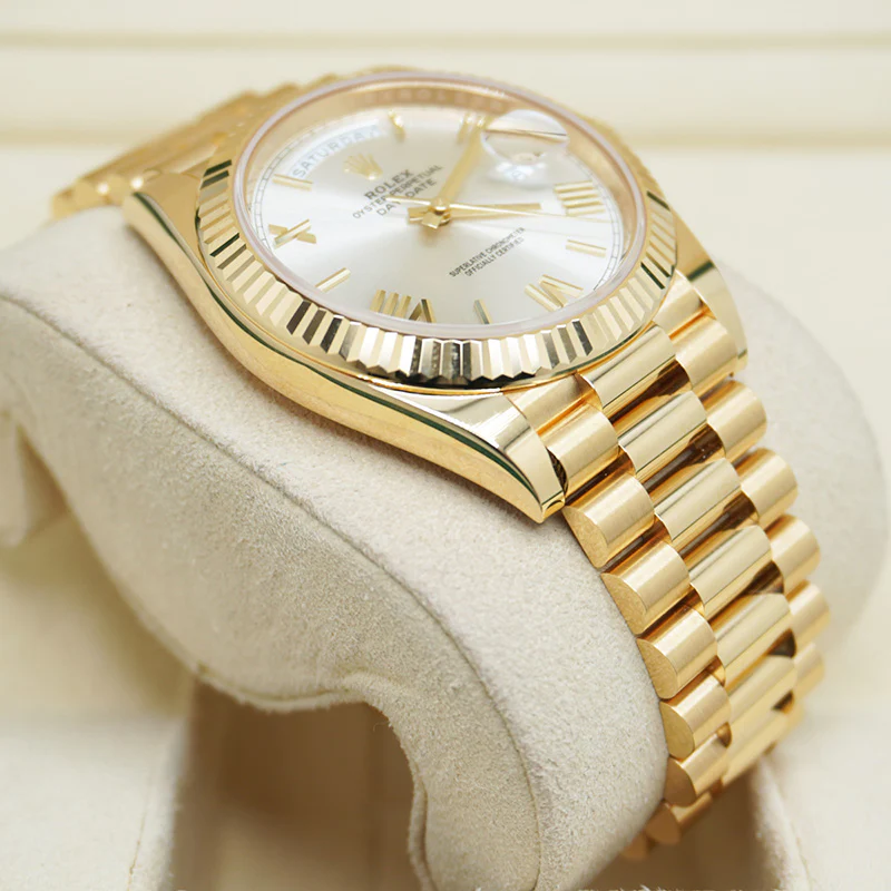 Rolex Day-Date 228238, fluted bezel, president bracelet