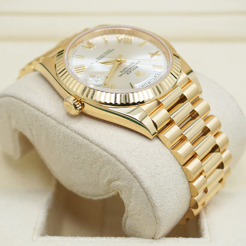 Rolex Day-Date 228238, sapphire crystal, silver dial