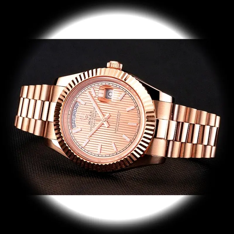 Rolex Day-Date REP016823 super clone rose-gold dial — caseback detail