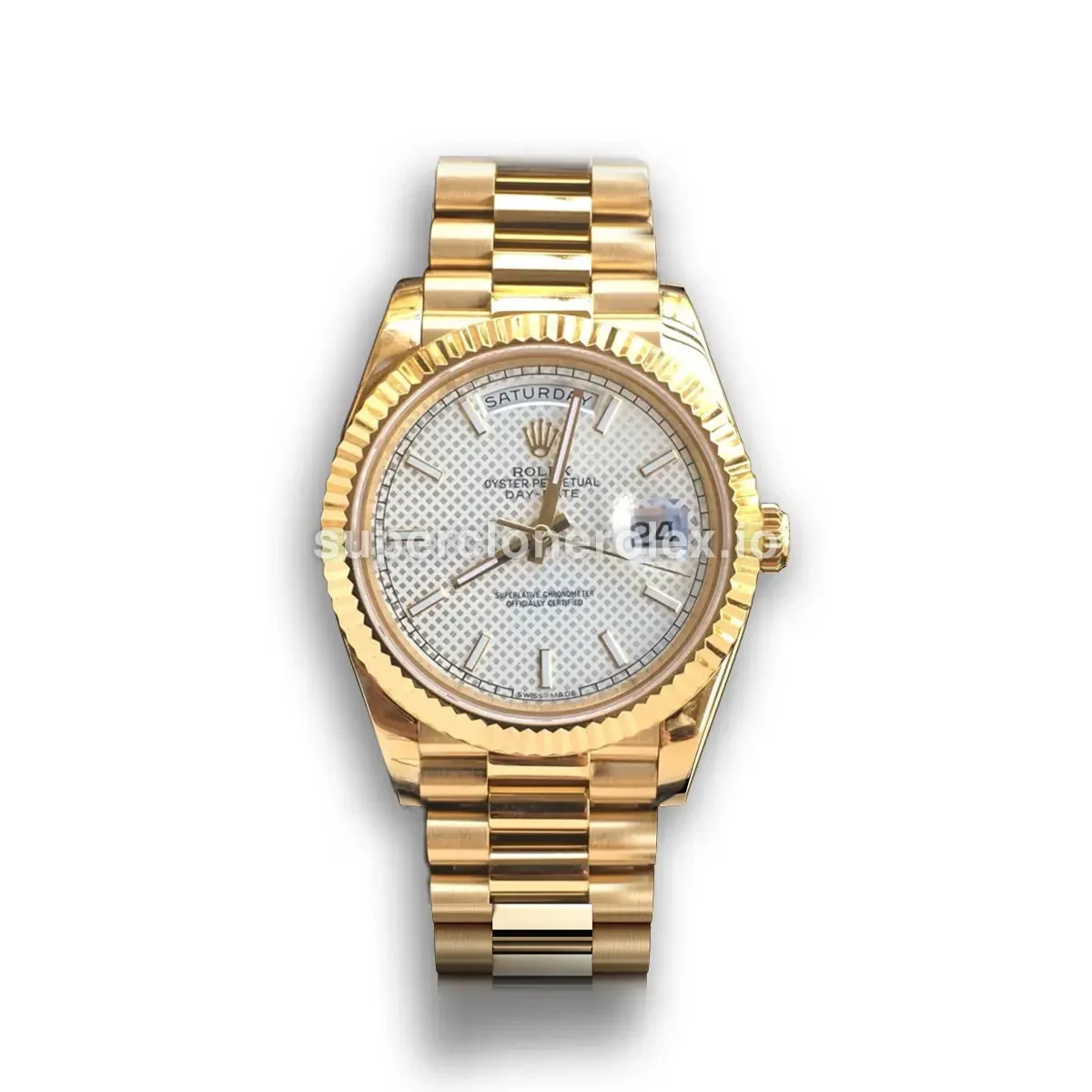 Day-Date 228238 super clone silver motif dial, front view