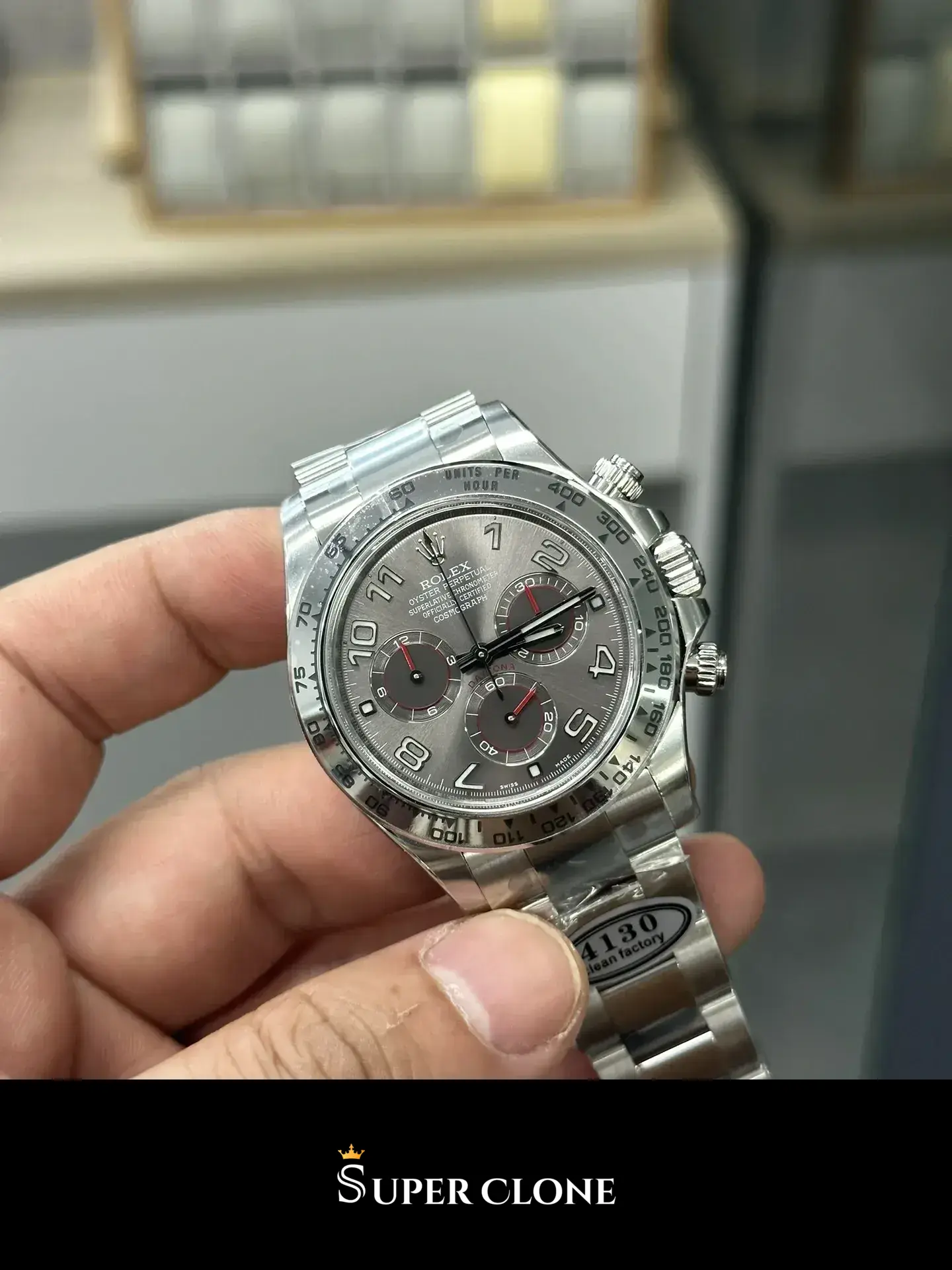 Rolex Daytona 116519 eta clone white dial — caseback detail