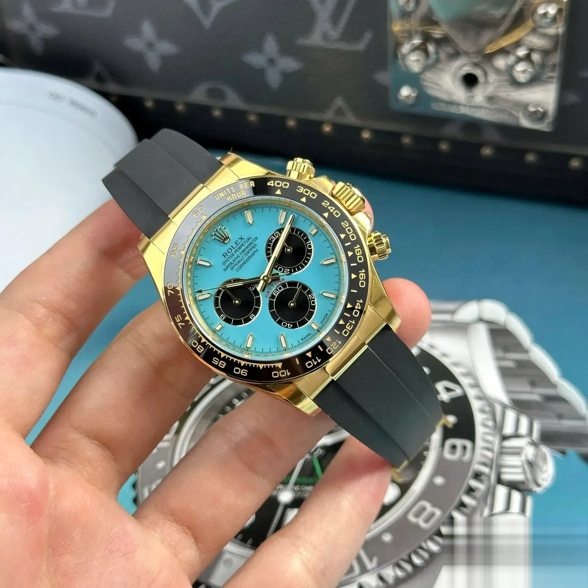 Rolex Daytona 126518LN eta clone black dial — angled view