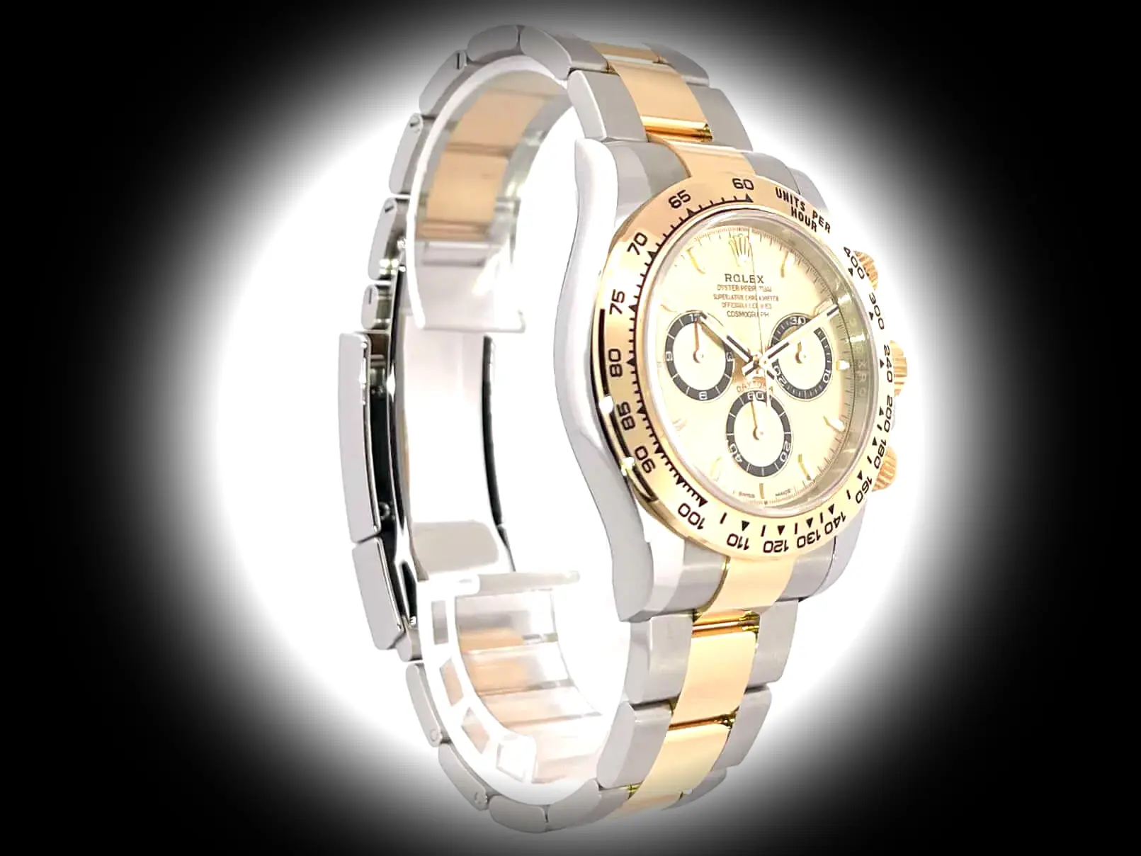 Rolex Daytona 126503 Swiss clone golden dial — caseback detail