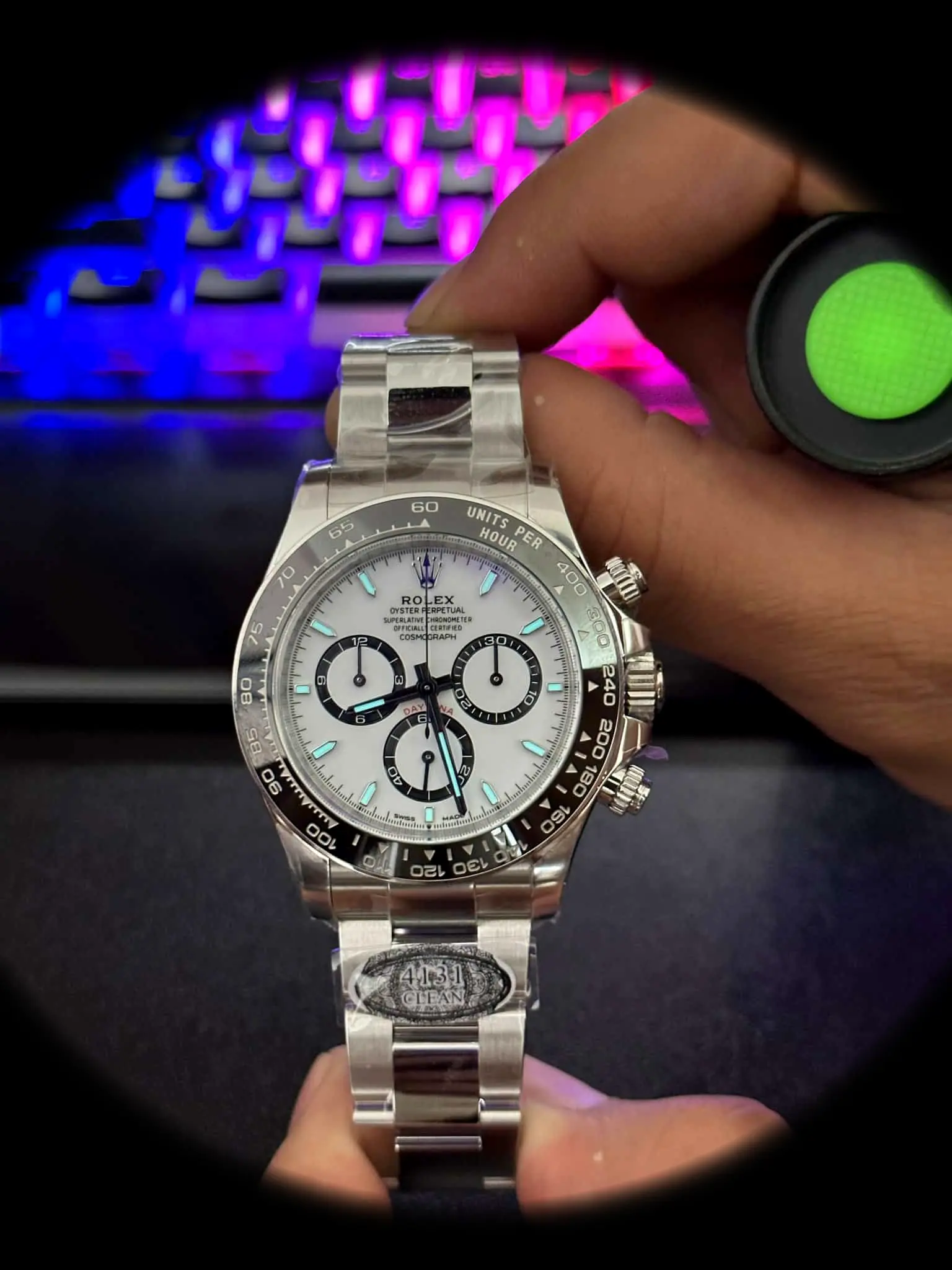 Daytona 126500LN superclone white dial — caseback detail