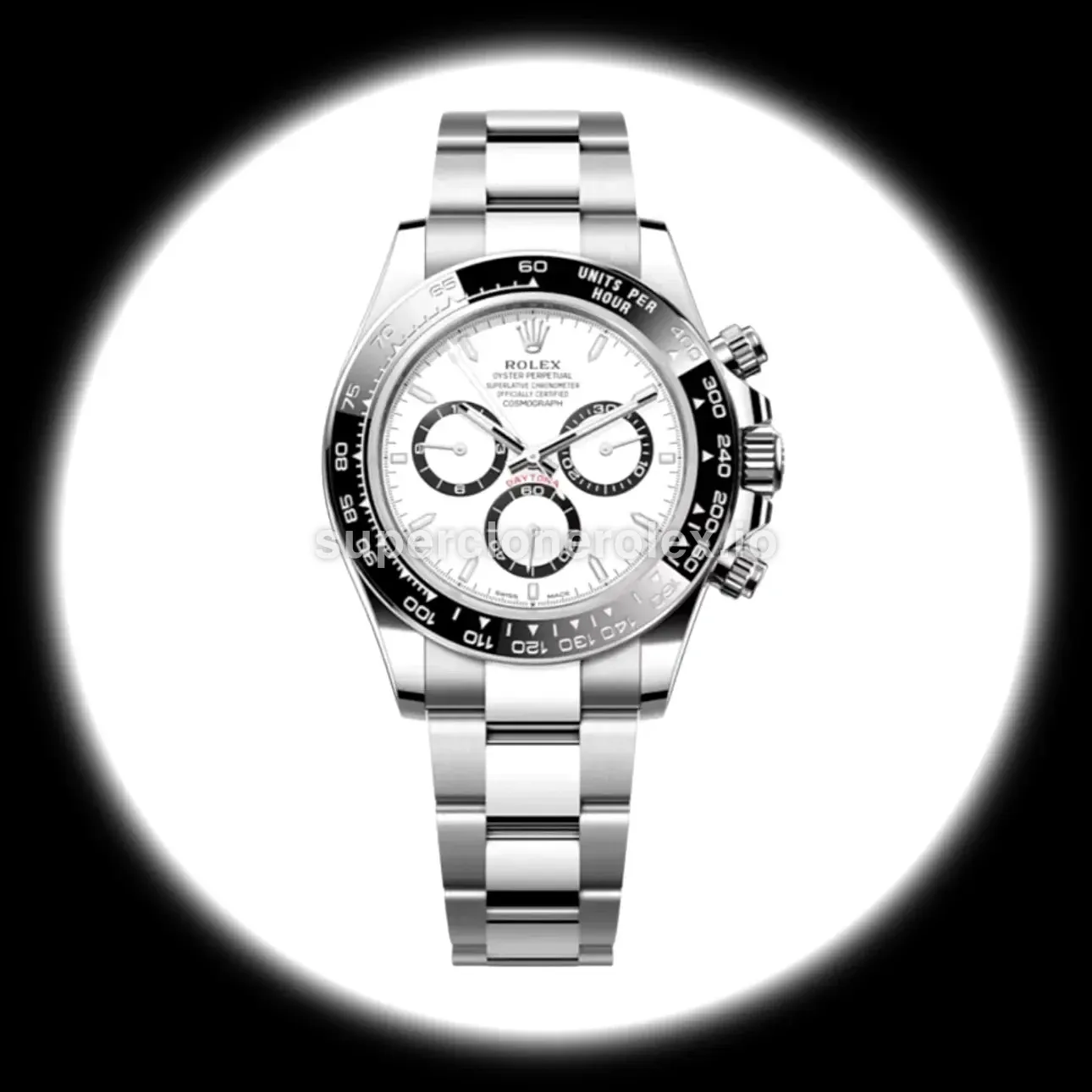 Rolex Daytona 126500LN Panda 1:1 super clone white dial — front view