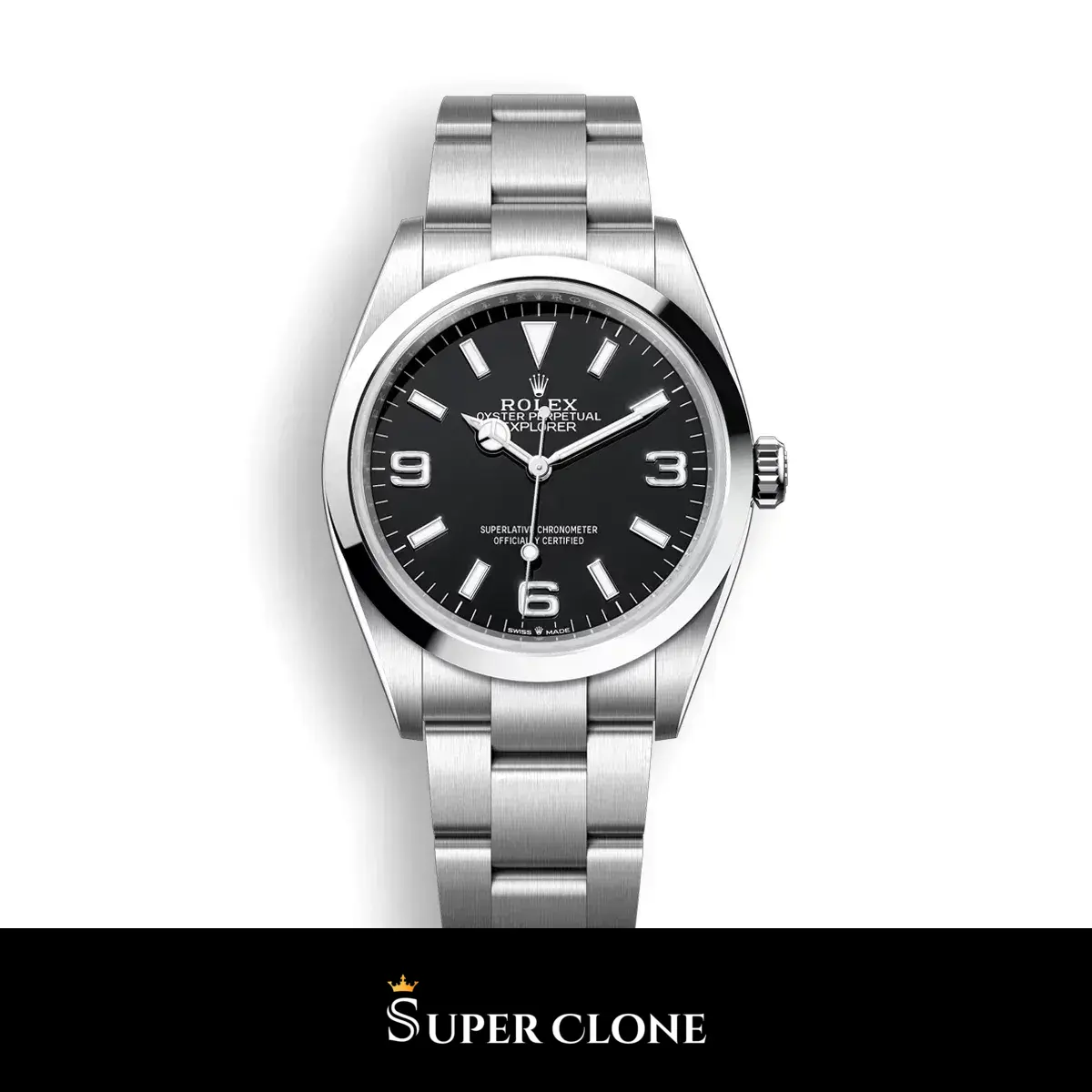Rolex Explorer 124270 super clone black dial, front view