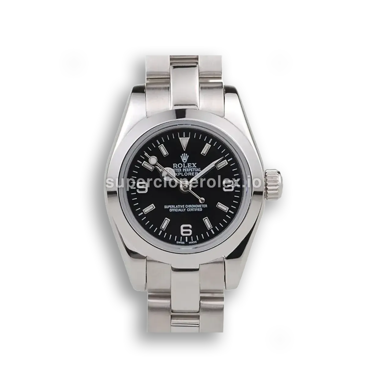 Rolex Explorer 98089 super clone black dial, front view
