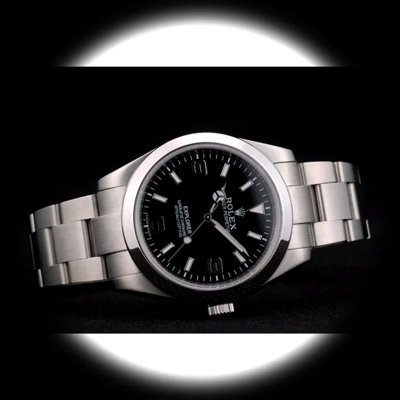 Explorer 42002 superclone black dial — caseback detail