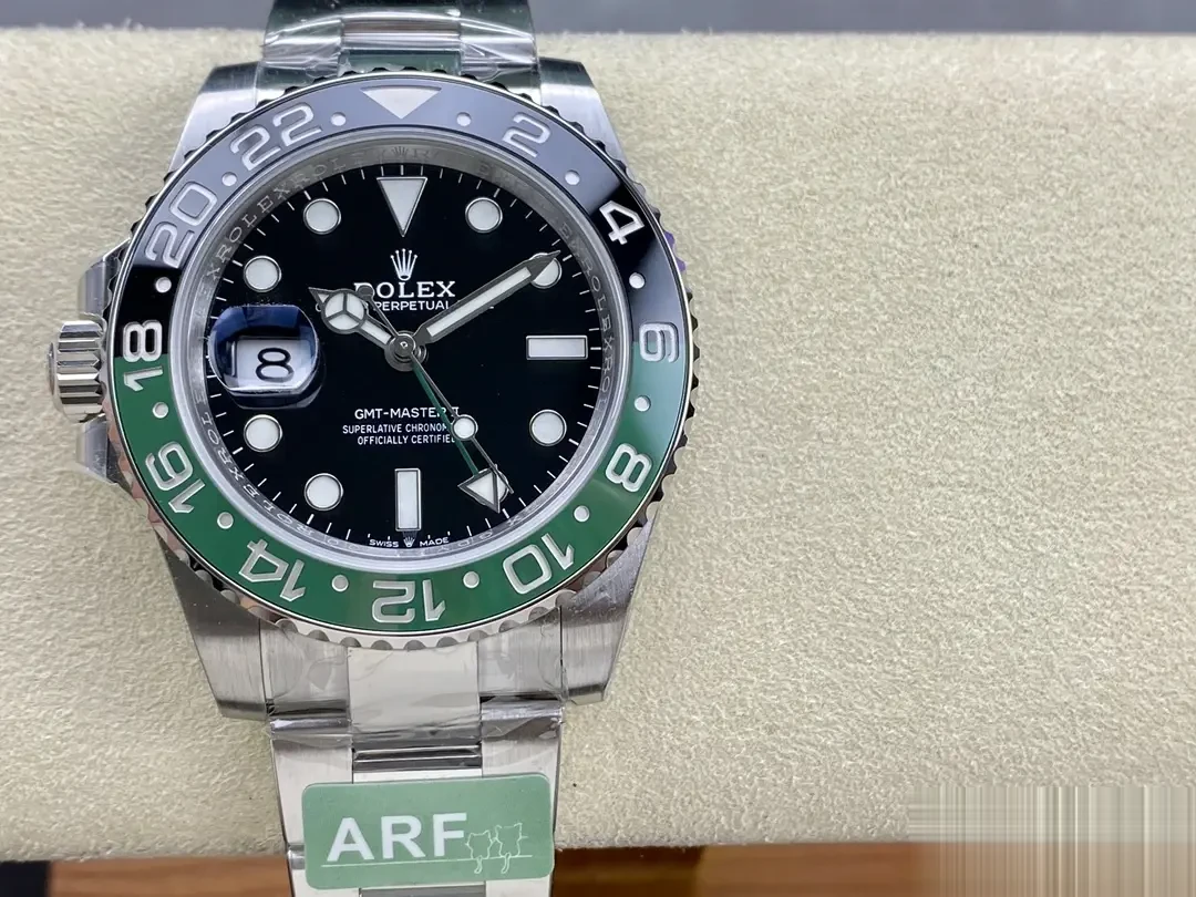 GMT-Master 126720VTNR swiss clone black dial — angled view