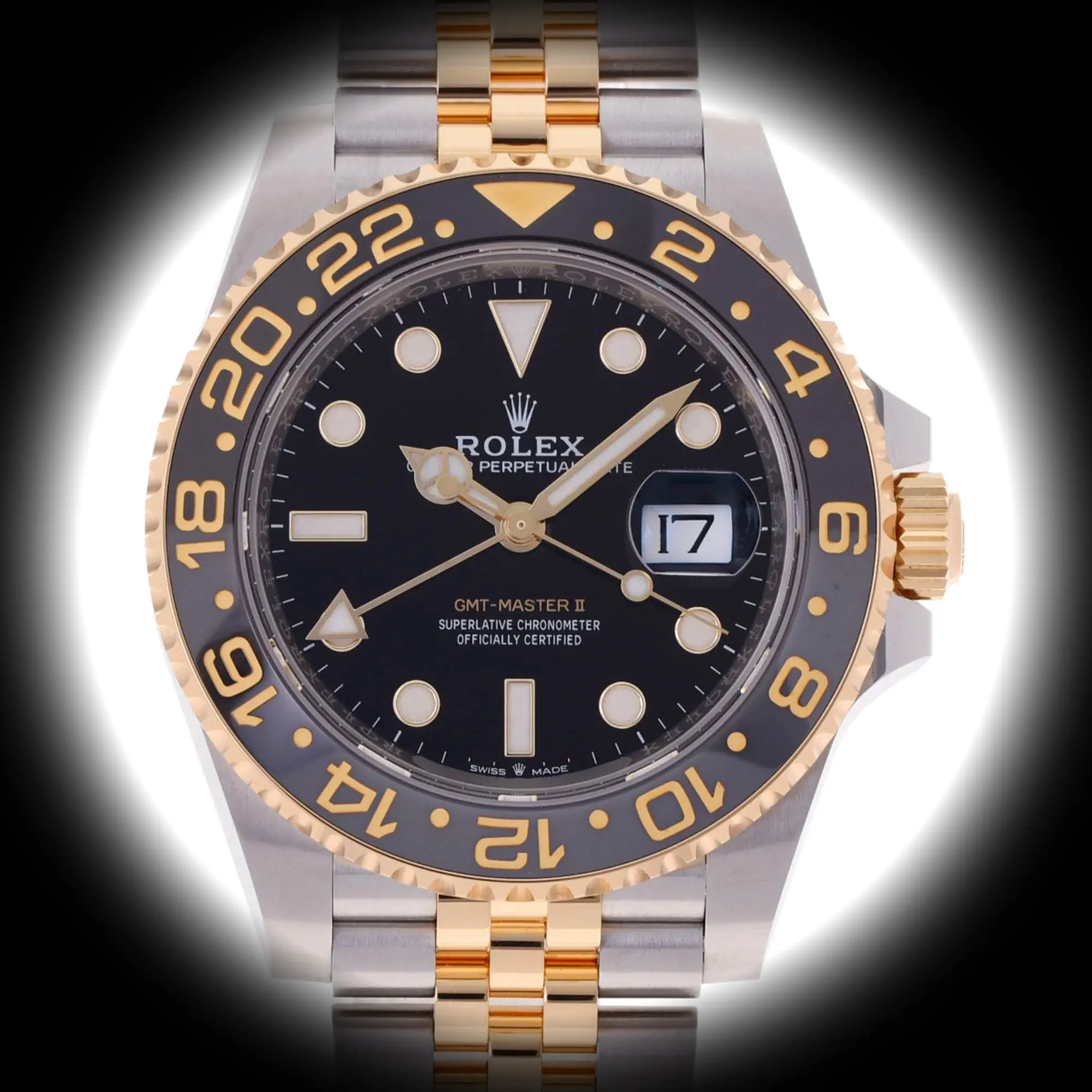 Rolex GMT-Master 126713GRNR Swiss replica 40mm — dial close-up