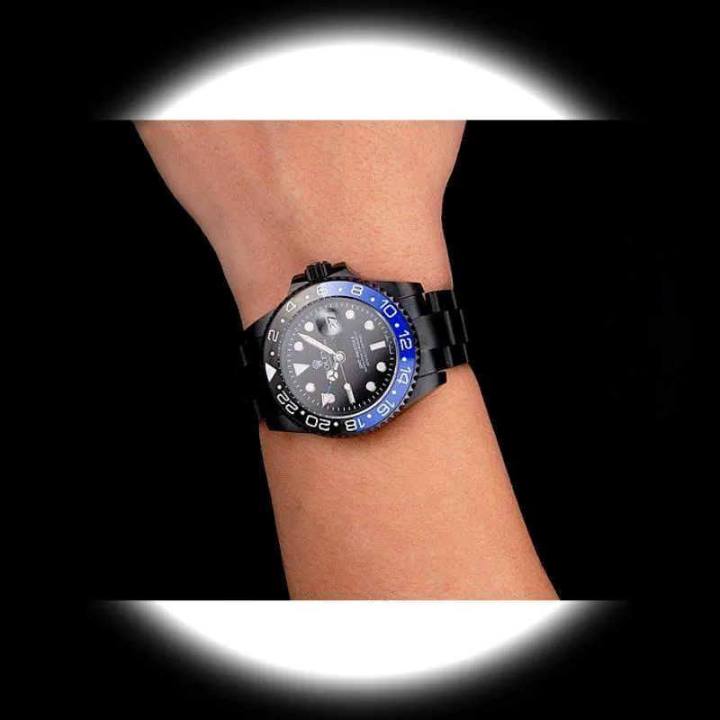 Rolex GMT-Master PR18239 Swiss clone black dial — angled view