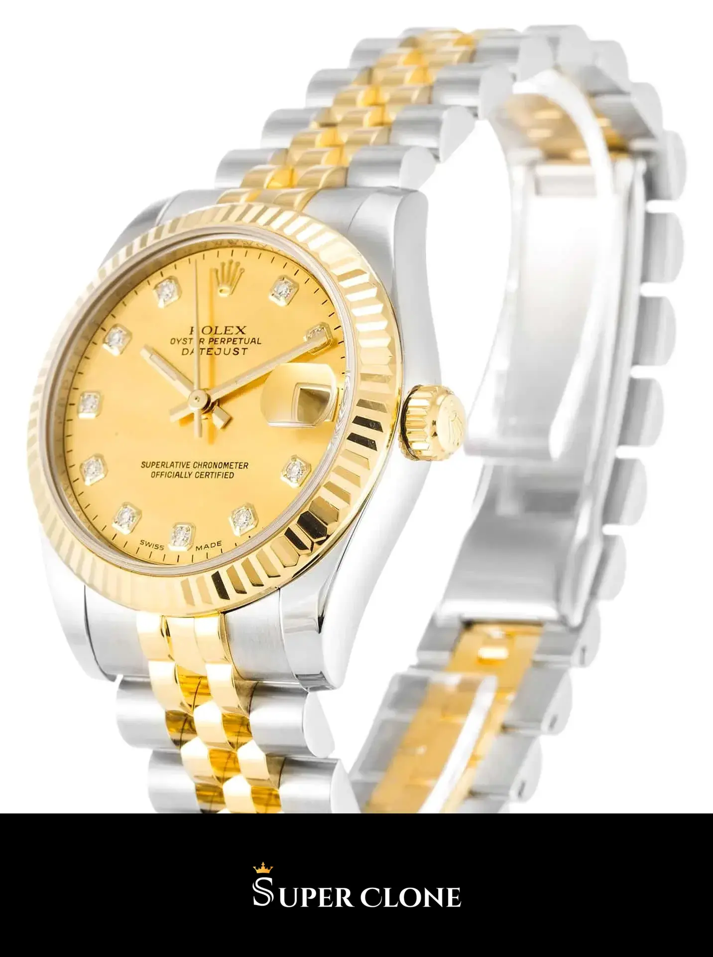 Rolex Lady-Datejust 178273, stainless steel & yellow gold plated case, fluted bezel