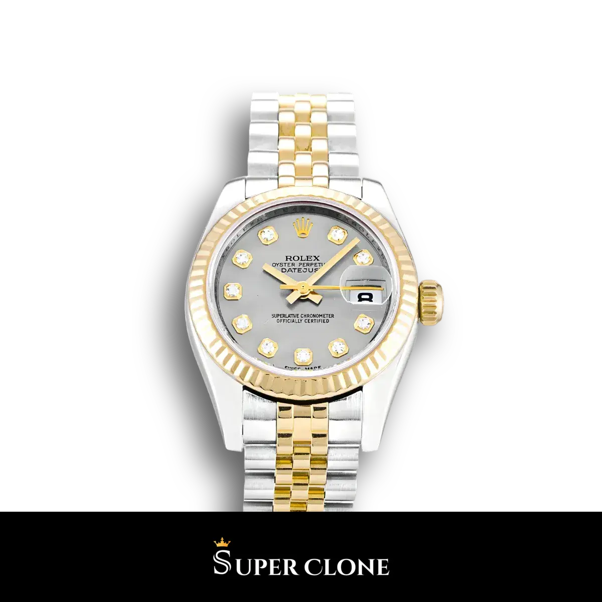 Rolex Lady-Datejust 179173 super clone, silver dial, 26mm