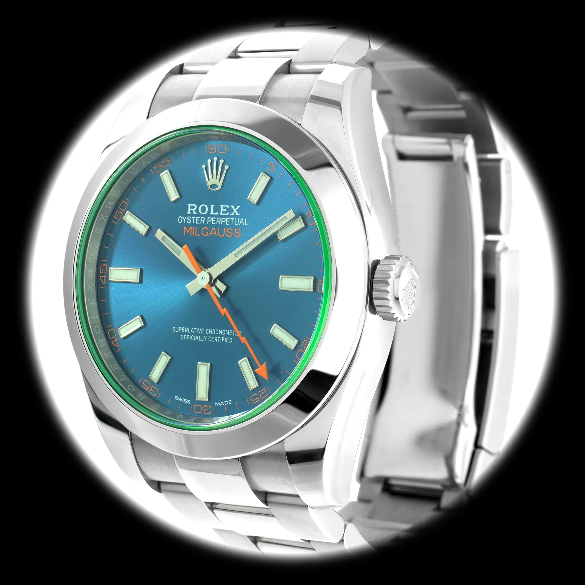Milgauss 116400GV super clone 40mm — dial close-up