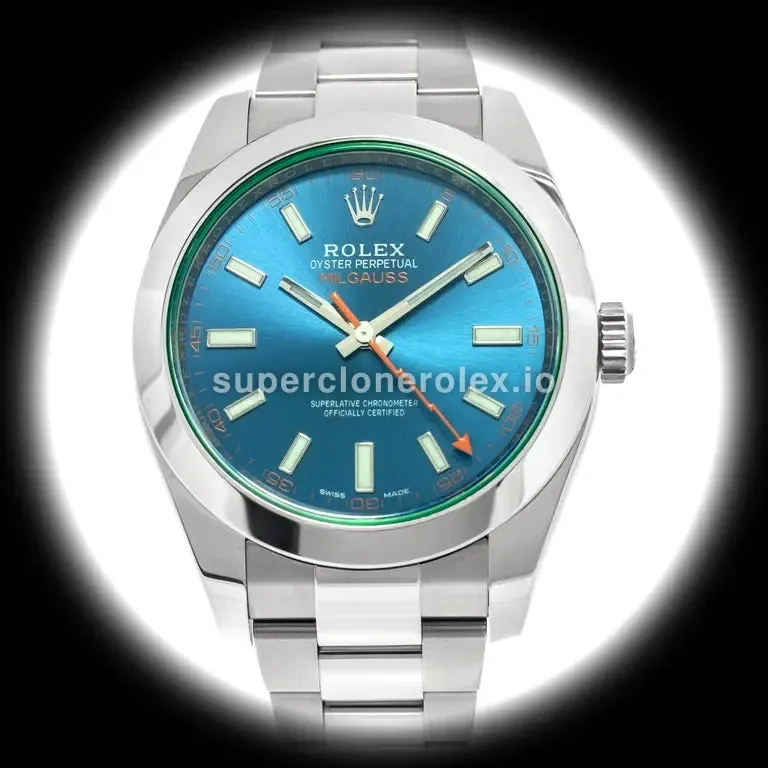 Rolex Milgauss 40mm Blue Dial 116400GV Green Sapphire replica watch