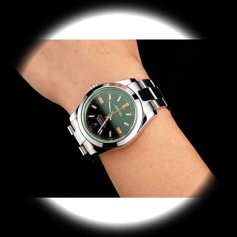 Rolex Milgauss REP016836 super clone black dial — angled view