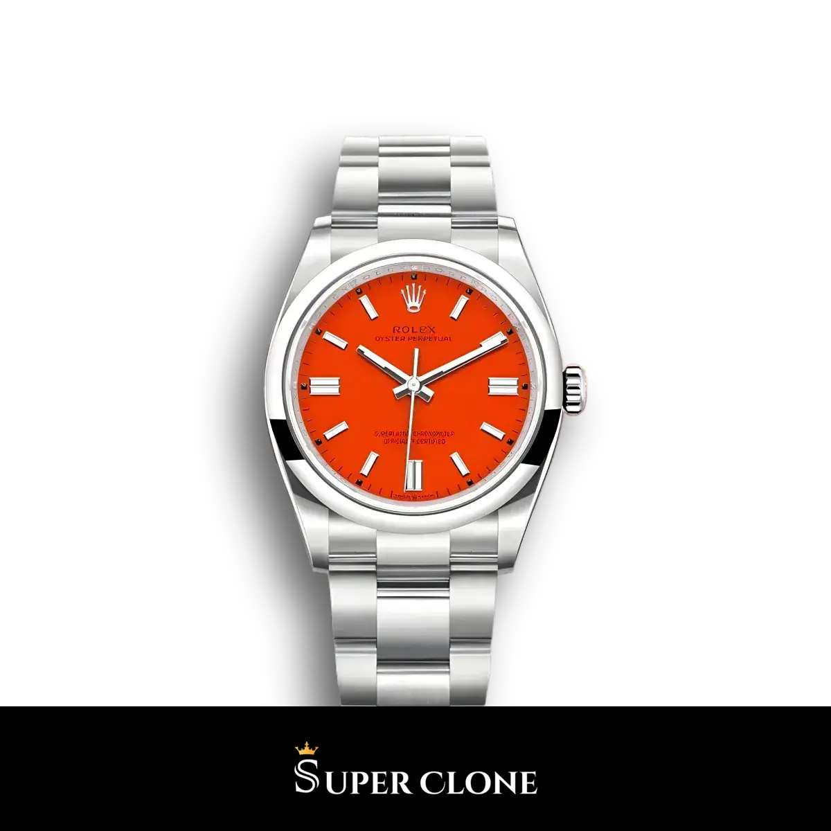 Rolex Oyster Perpetual 124300 super clone coral red dial, front view