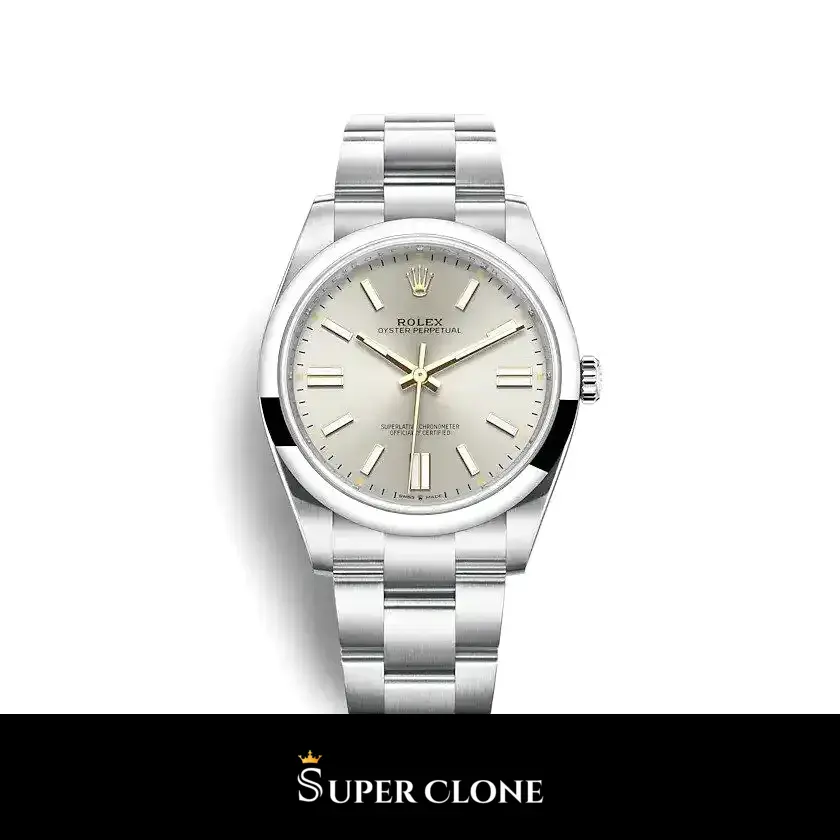 Rolex Oyster Perpetual 124300 super clone silver dial, front view