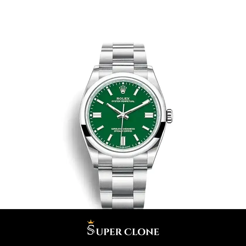 Oyster Perpetual 126000 super clone green dial, front view