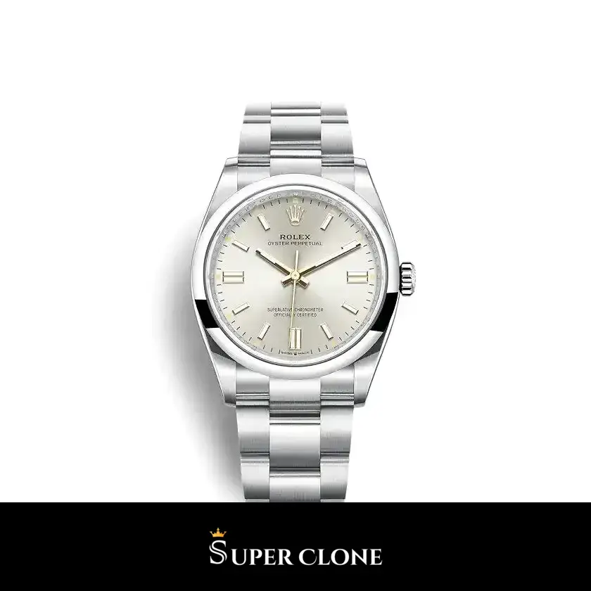 Oyster Perpetual 126000 super clone silver dial, front view