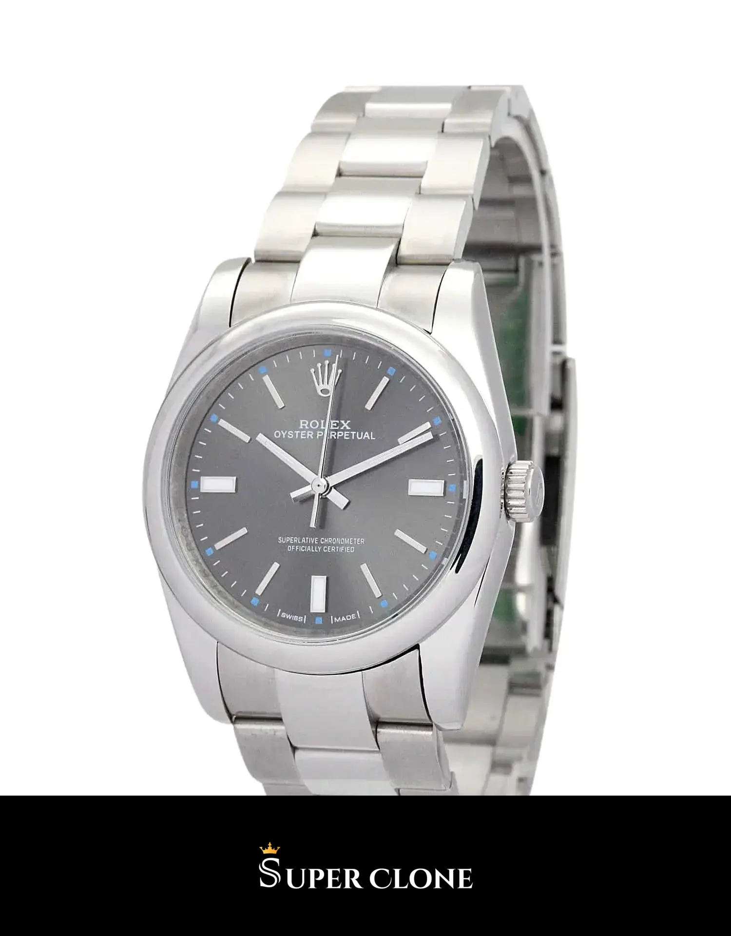 Oyster Perpetual 177200, 904l stainless steel case, smooth (domed) bezel