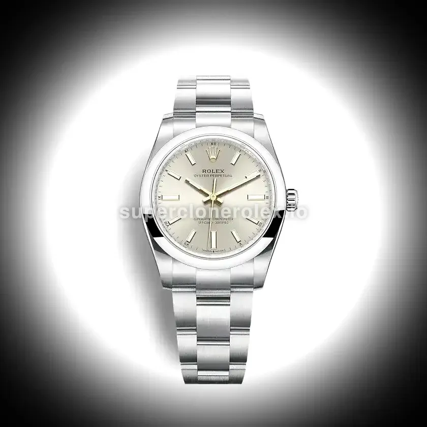 Rolex Oyster Perpetual Lady 34mm Silver Dial 124200 replica watch
