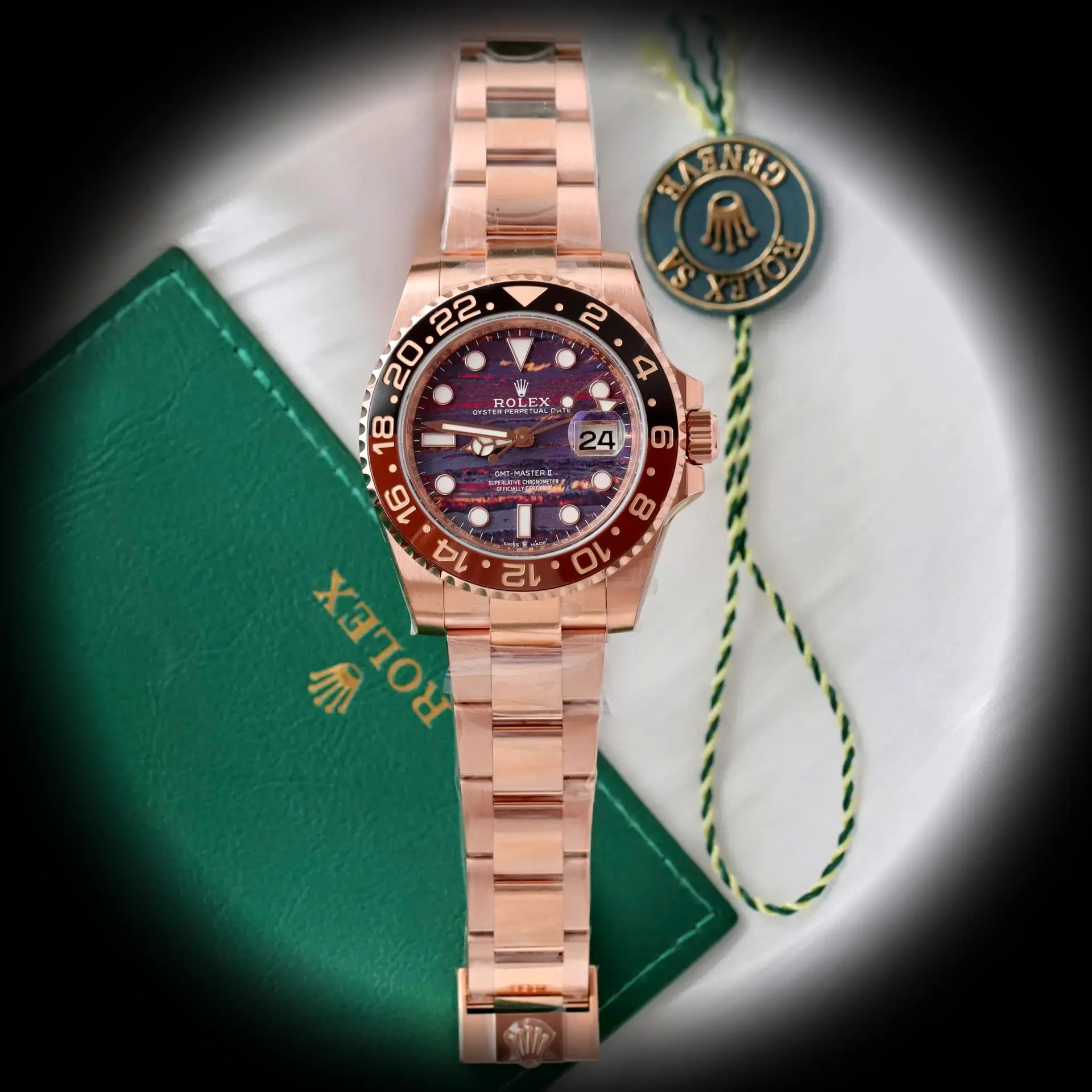 Rolex GMT-Master 126715CHNR Swiss replica tiger iron dial — caseback detail
