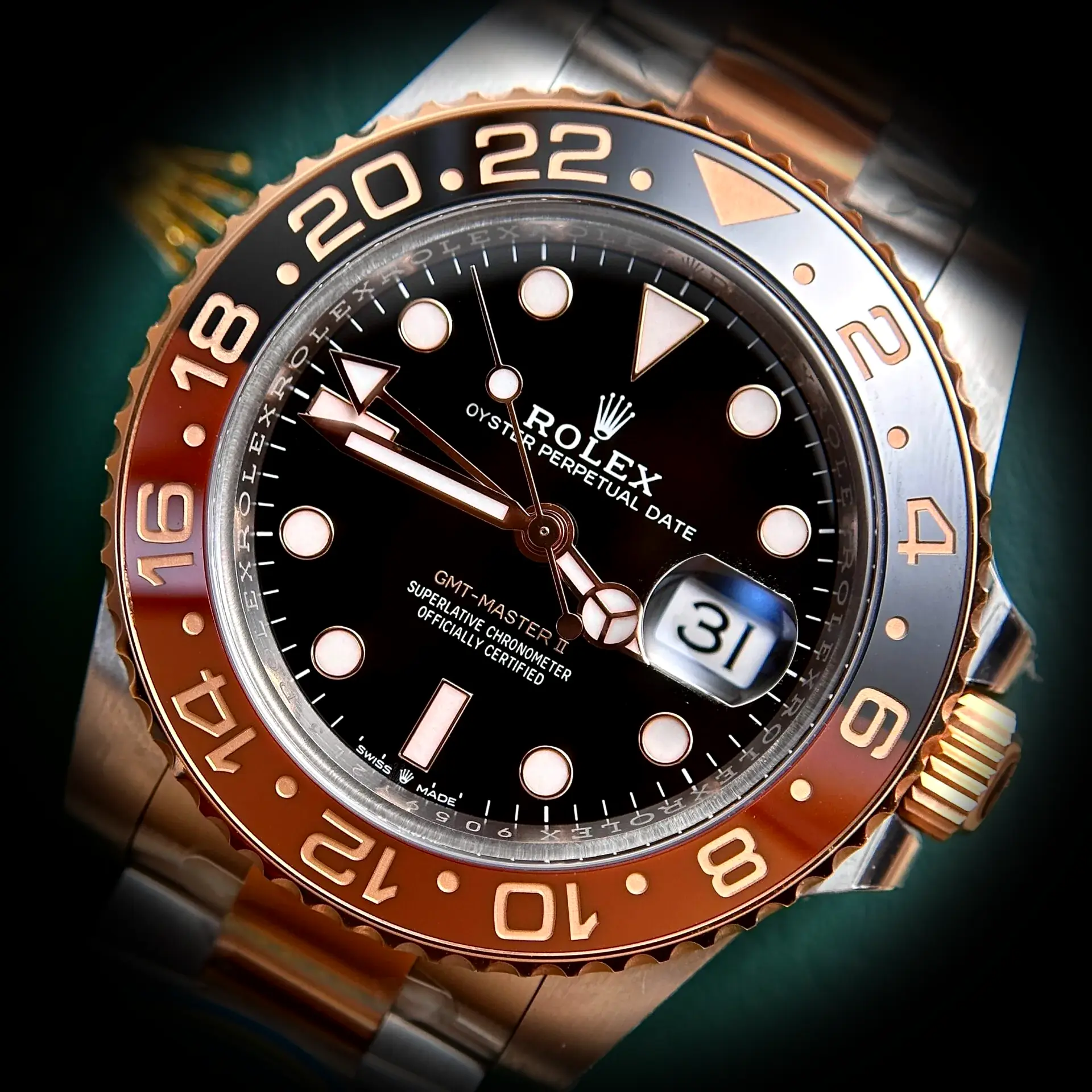 Rolex GMT-Master 126711CHNR super clone black dial — caseback detail
