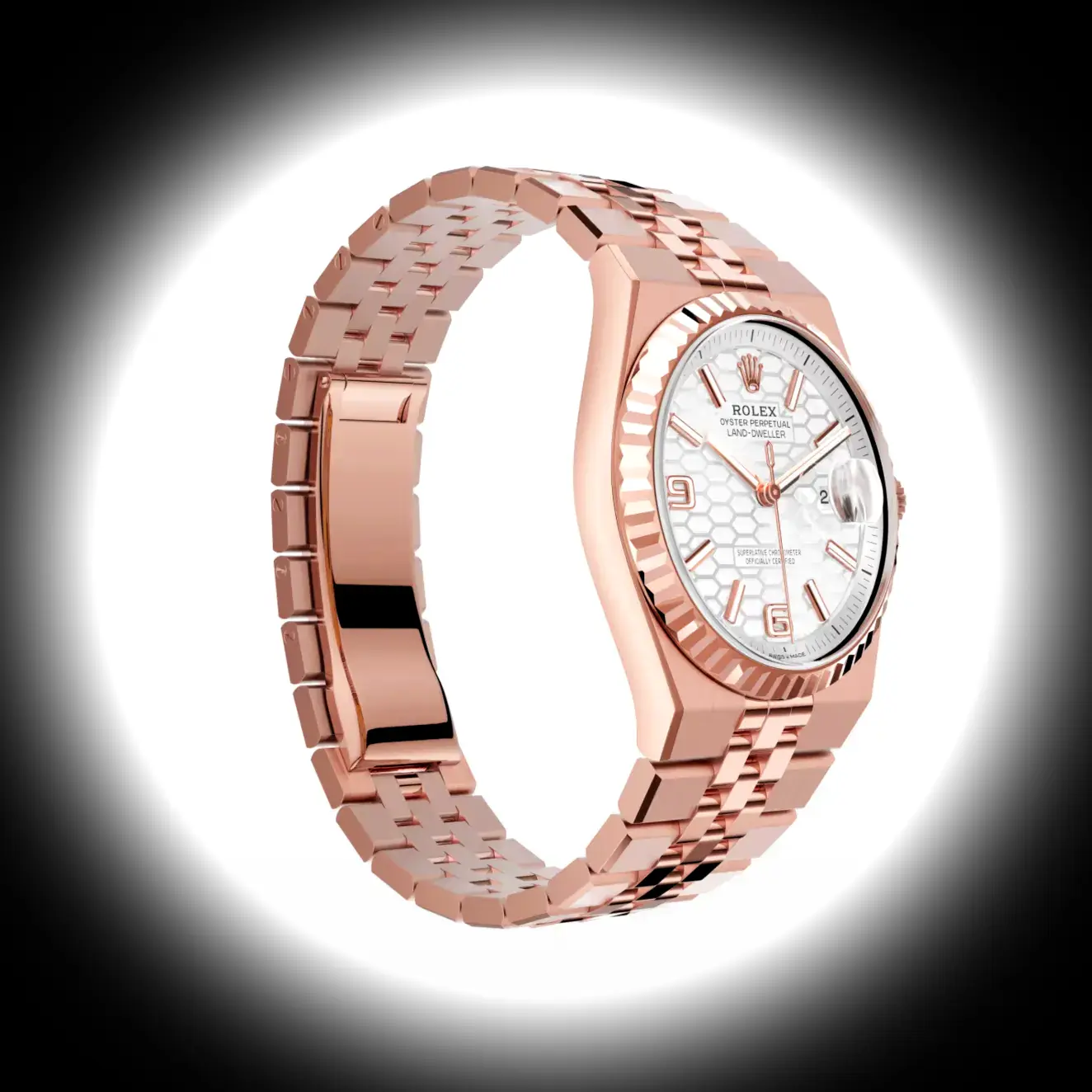 Land-Dweller 127235 super clone 36mm — crown and case detail