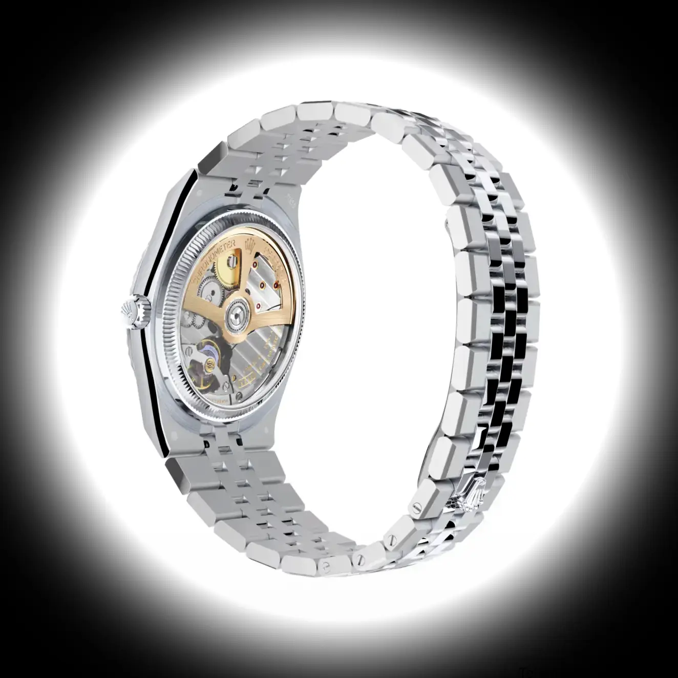 Rolex Land-Dweller 127236 Swiss clone ice blue dial — caseback detail