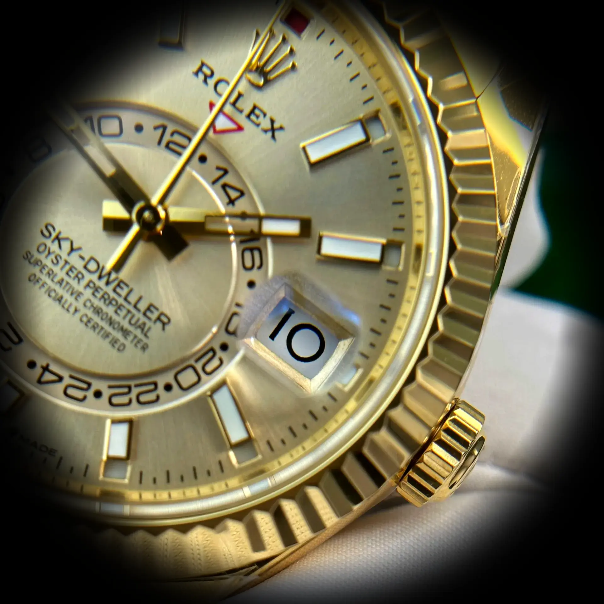 Sky-Dweller 336238 Swiss clone 42mm — crown and case detail