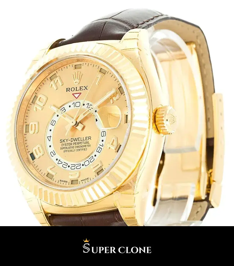 Sky-Dweller 326138 swiss clone gold dial — caseback detail