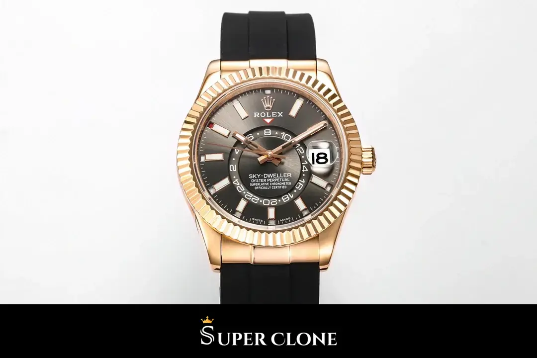 Rolex Sky-Dweller 326235 swiss super clone chocolate dial — bezel macro